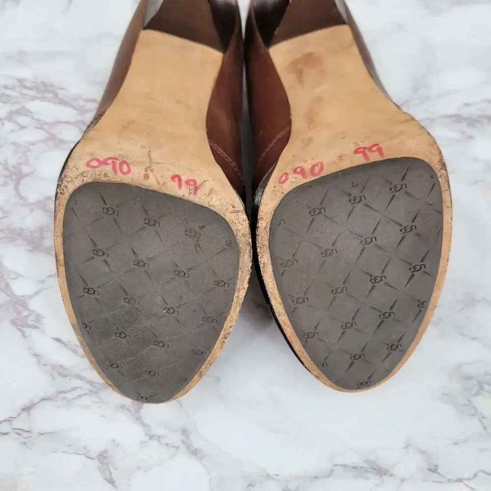Ugg Jamison Whipstitch Ankle Boots Bootie Brown Leather Women's Heeled Platforms
